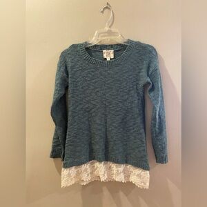 Hippie Rose size XS green and white knit sweater. {277}